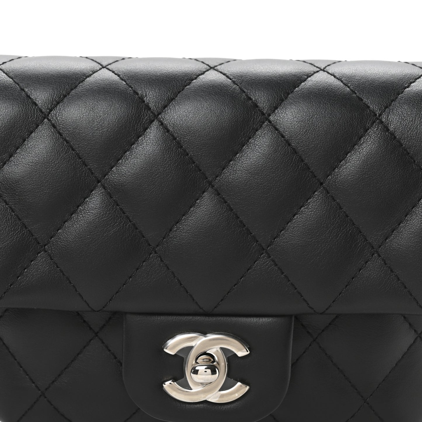 Calfskin Quilted CC Uniform Flap Belt Bag Black