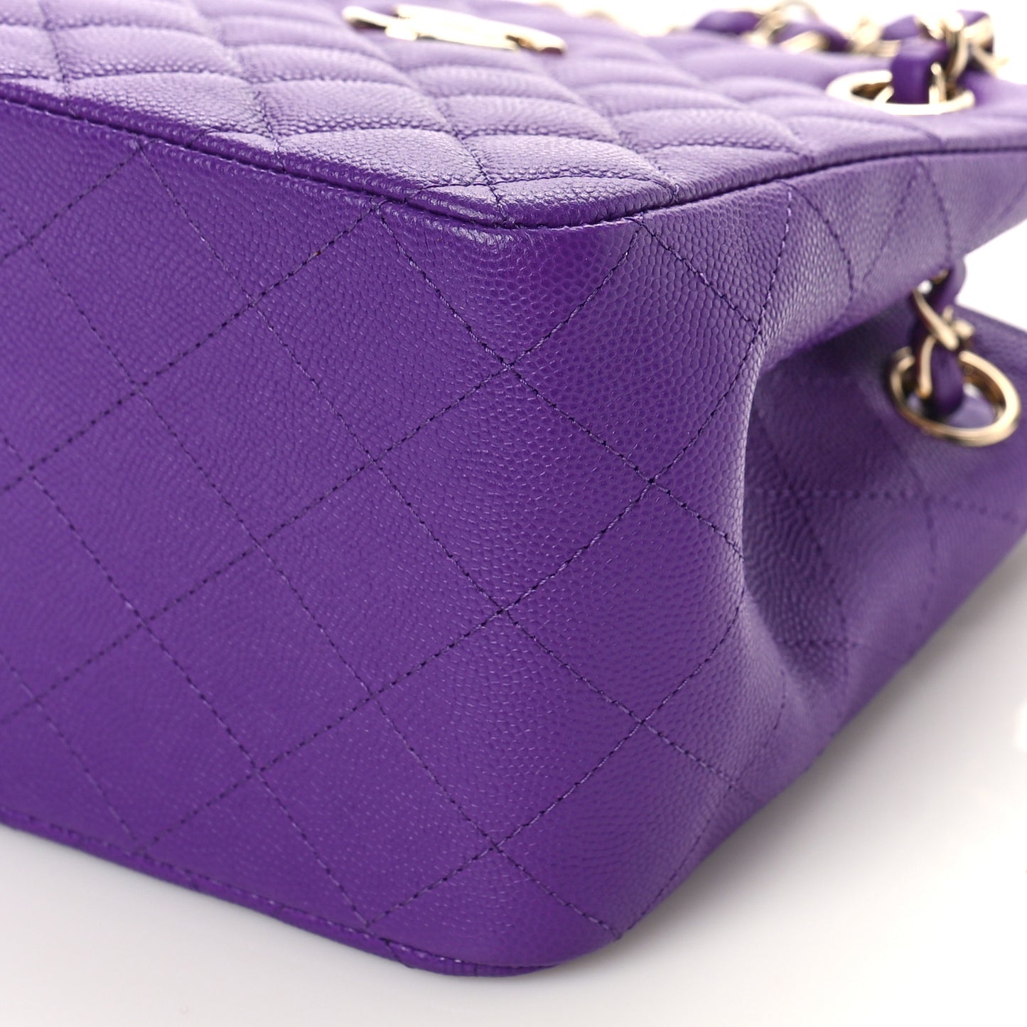 Caviar Quilted Mini Bucket Bag Purple