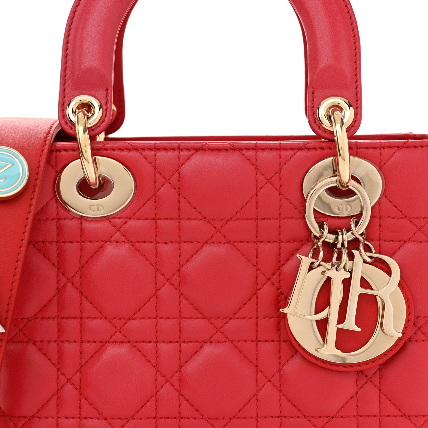 Lambskin Cannage Small Lucky Badges My Lady Dior Warm Fuschia