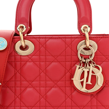 Christian Dior Lambskin Cannage Small Lucky Badges My Lady Dior Warm Fuschia 8 of 15