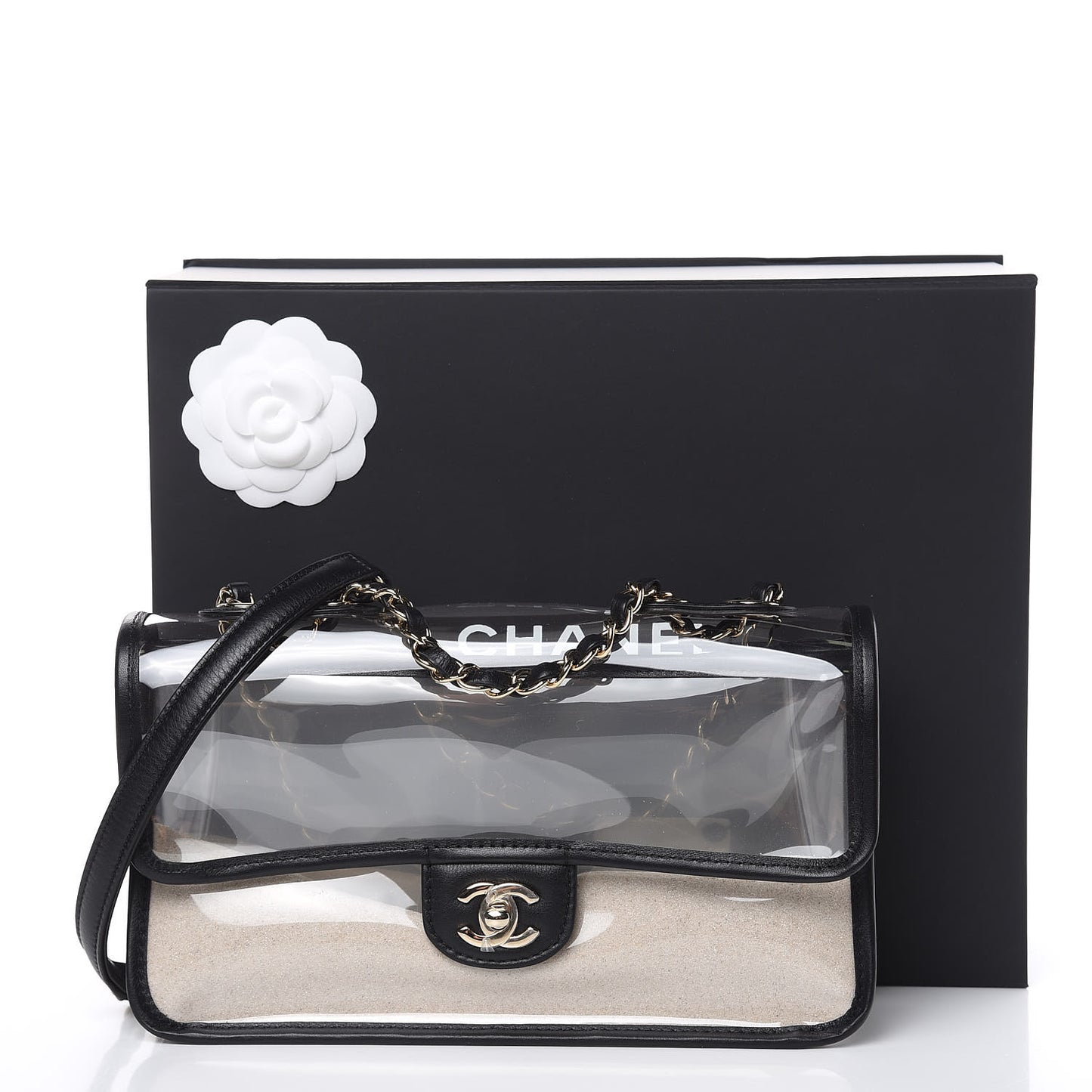 Lambskin PVC Medium Coco Sand Flap Black