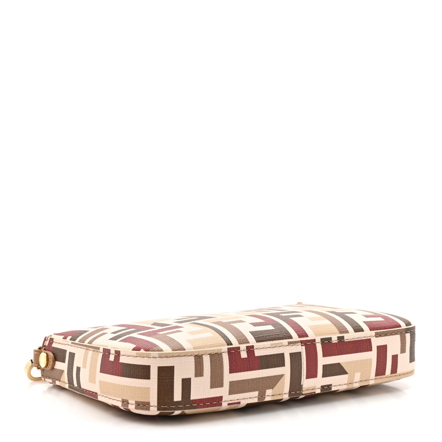 Fabric Jacquard Vitello Grace FF 1974 Baguette Pouch Grezzo Multicolor Soft Gold
