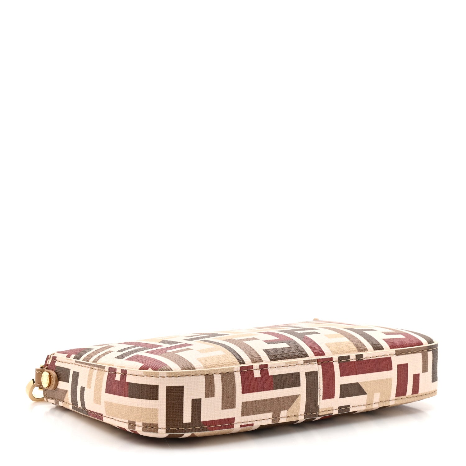 Fendi Fabric Jacquard Vitello Grace FF 1974 Baguette Pouch Grezzo Multicolor Soft Gold 3 of 9