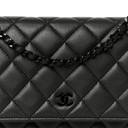 Chanel Lambskin Quilted Wallet On Chain WOC So Black 9 of 12