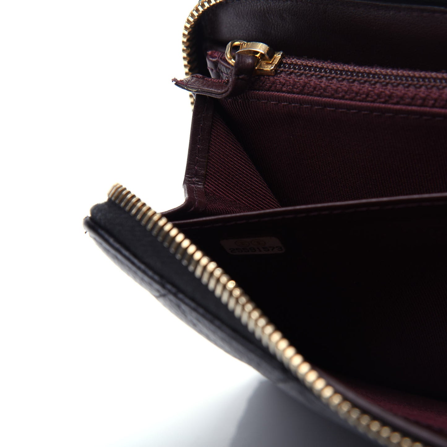 Caviar Quilted Large Gusset Zip Around Wallet Black