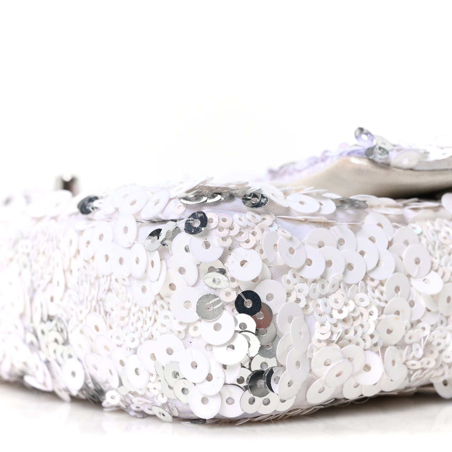 Sequin East West Flap White Silver