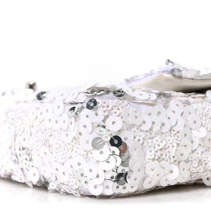 Chanel Sequin East West Flap White Silver 10 of 10