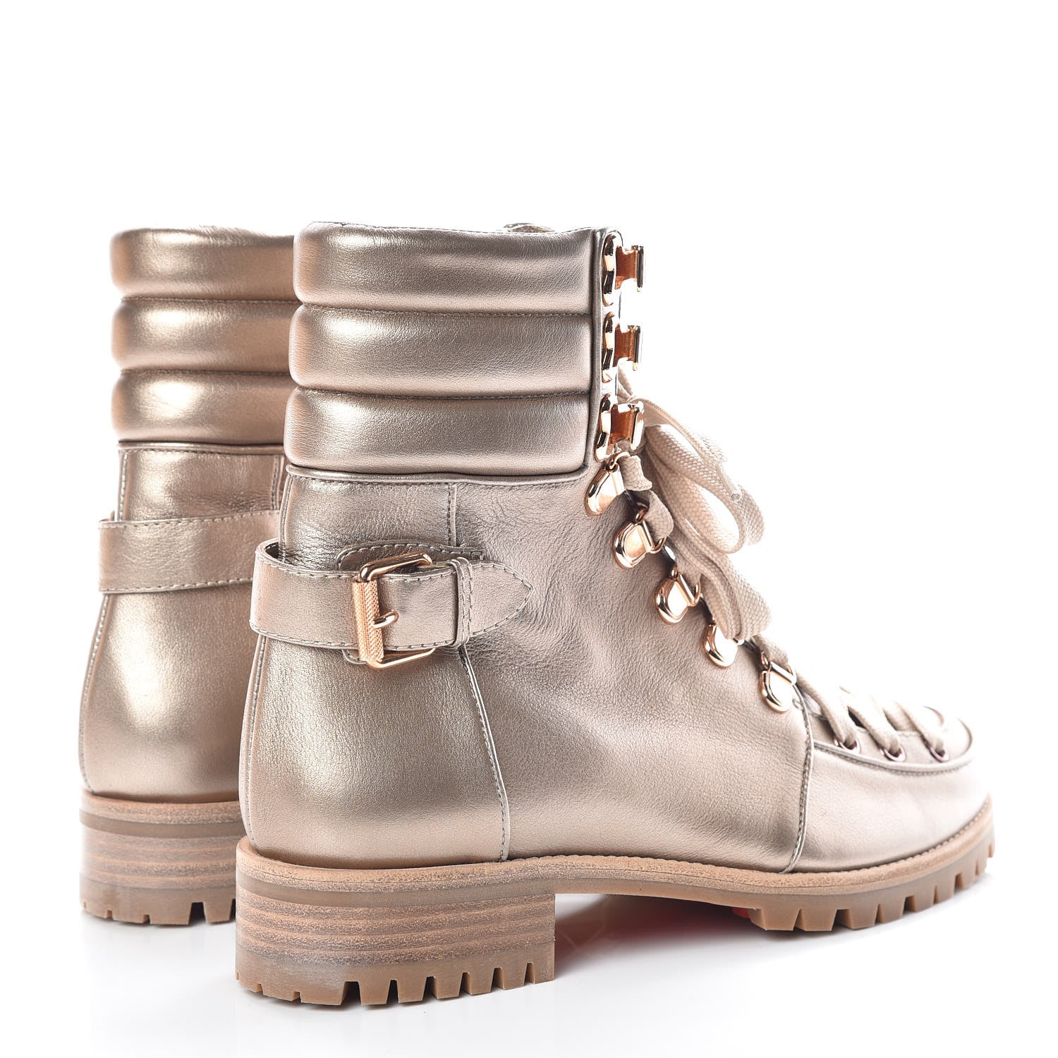 Christian Louboutin Metallic Calfskin Who Runs Flat Boots 38 Colombe 4 of 9