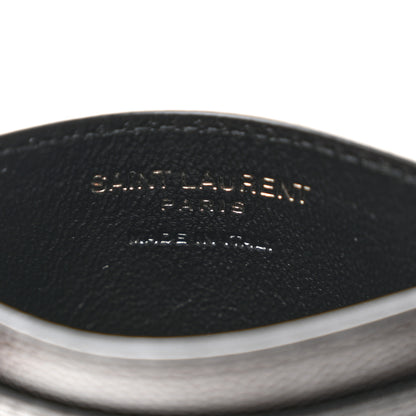 Saint Laurent Grain De Poudre Matelasse Chevron Monochrome Monogram Credit Card Case Black 6 of 8