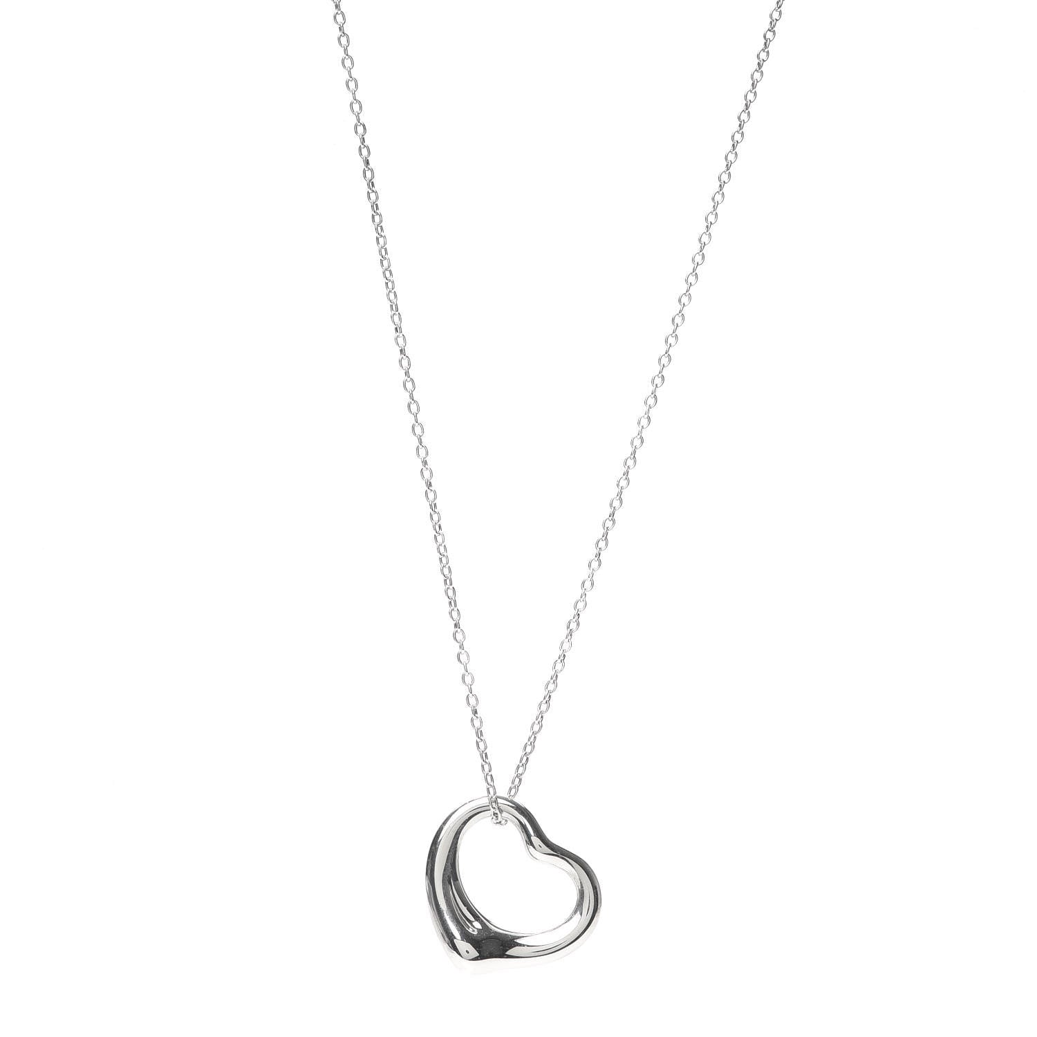 Tiffany Sterling Silver 16mm Elsa Peretti Open Heart Pendant Necklace 1 of 6