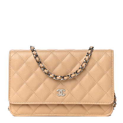 Chanel Caviar Quilted Wallet On Chain WOC Beige 1 of 12