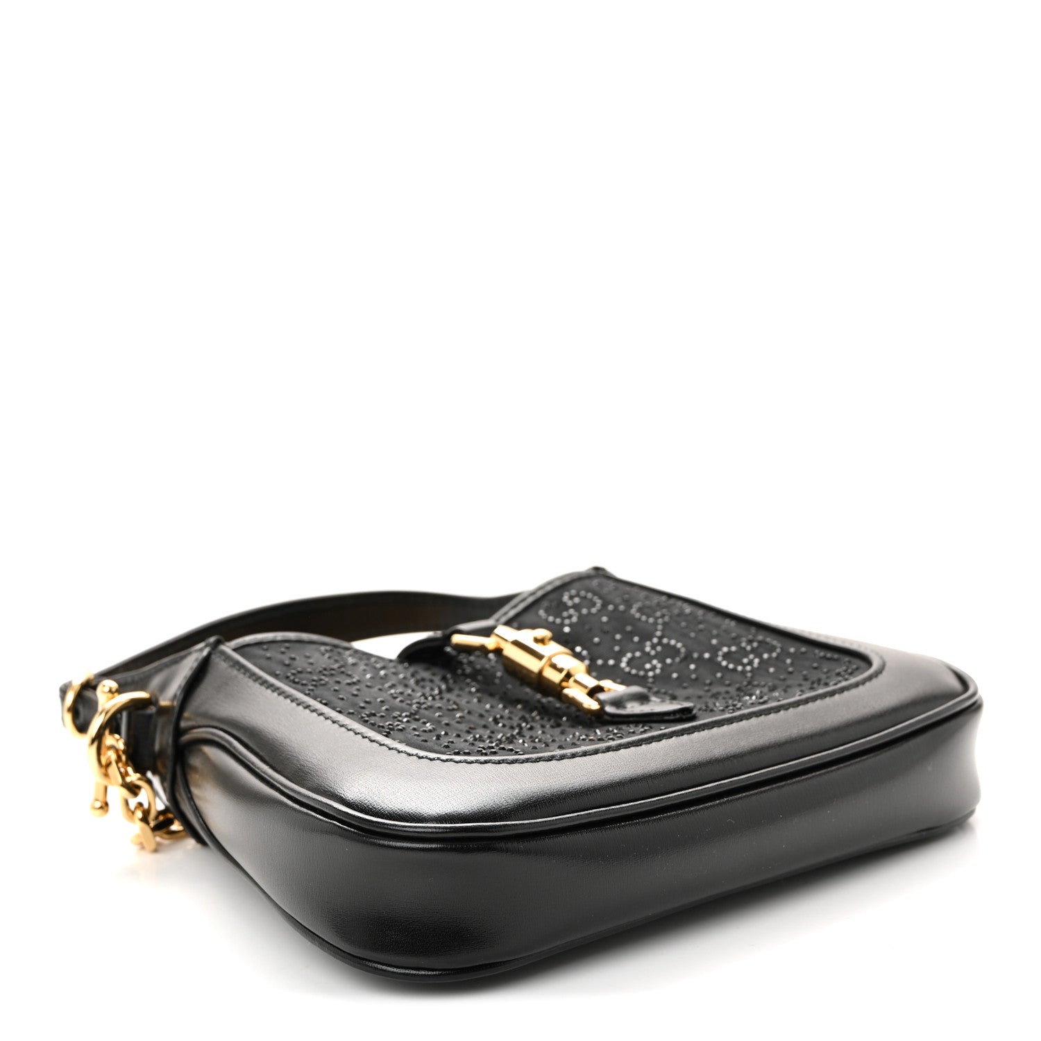 Gucci New Canvas Charisma Calfskin Crystal GG Monogram Mini Jackie 1961 Hobo Black 4 of 10
