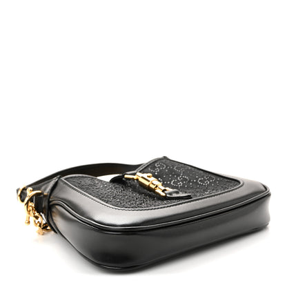 Gucci New Canvas Charisma Calfskin Crystal GG Monogram Mini Jackie 1961 Hobo Black 4 of 10