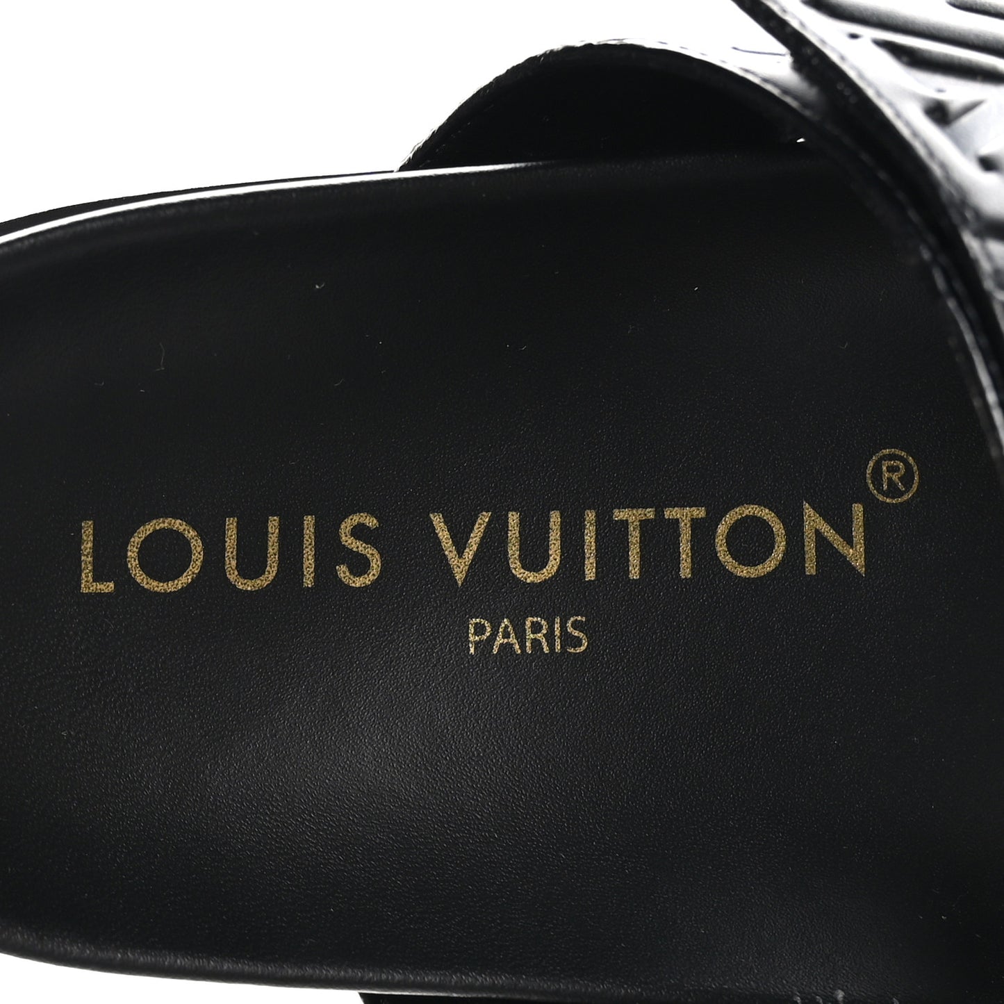 Lambskin Embossed Monogram Bom Dia Flat Mule Sandals 38.5 Black