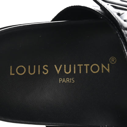 Louis Vuitton Lambskin Embossed Monogram Bom Dia Flat Mule Sandals 38.5 Black 7 of 9