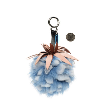 Fendi Fox Rabbit Fur Nappa Pineapple Bag Charm Nebula Baby Pink Multicolor 2 of 4