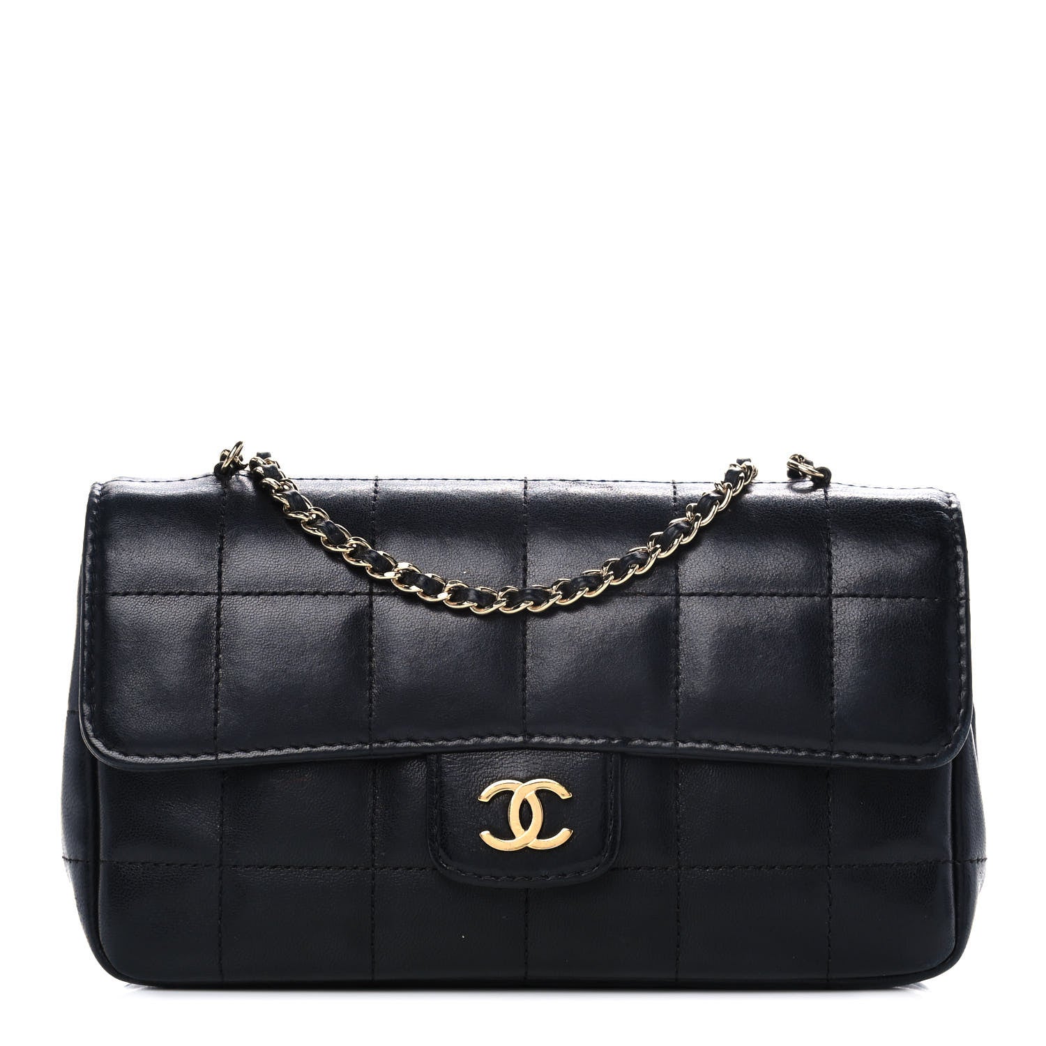 Chanel Lambskin Quilted Mini Chocolate Bar Camellia Flap Black 1 of 11