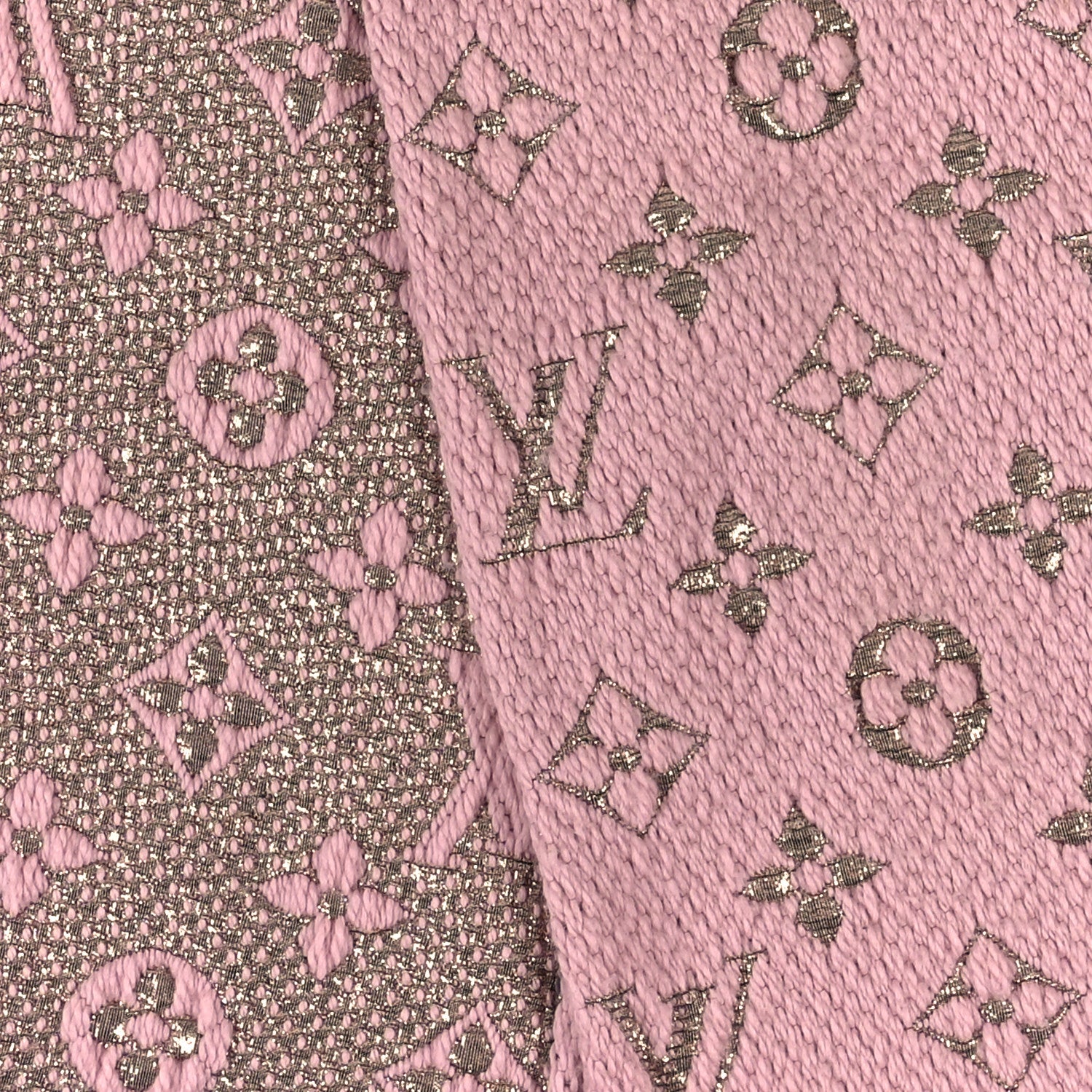 Louis Vuitton Wool Silk Logomania Shine Scarf Pink 4 of 4