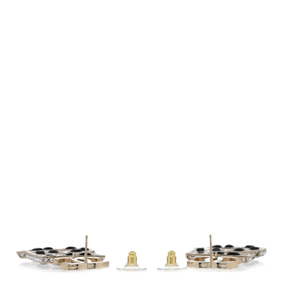 Chanel Crystal Lambskin Chain CC No 5 Drop Earrings Gold Black 3 of 5
