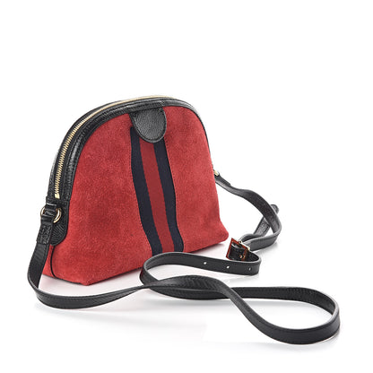 Gucci Suede Patent Web GG Small Ophidia Dome Shoulder Bag Hibiscus Red 2 of 8