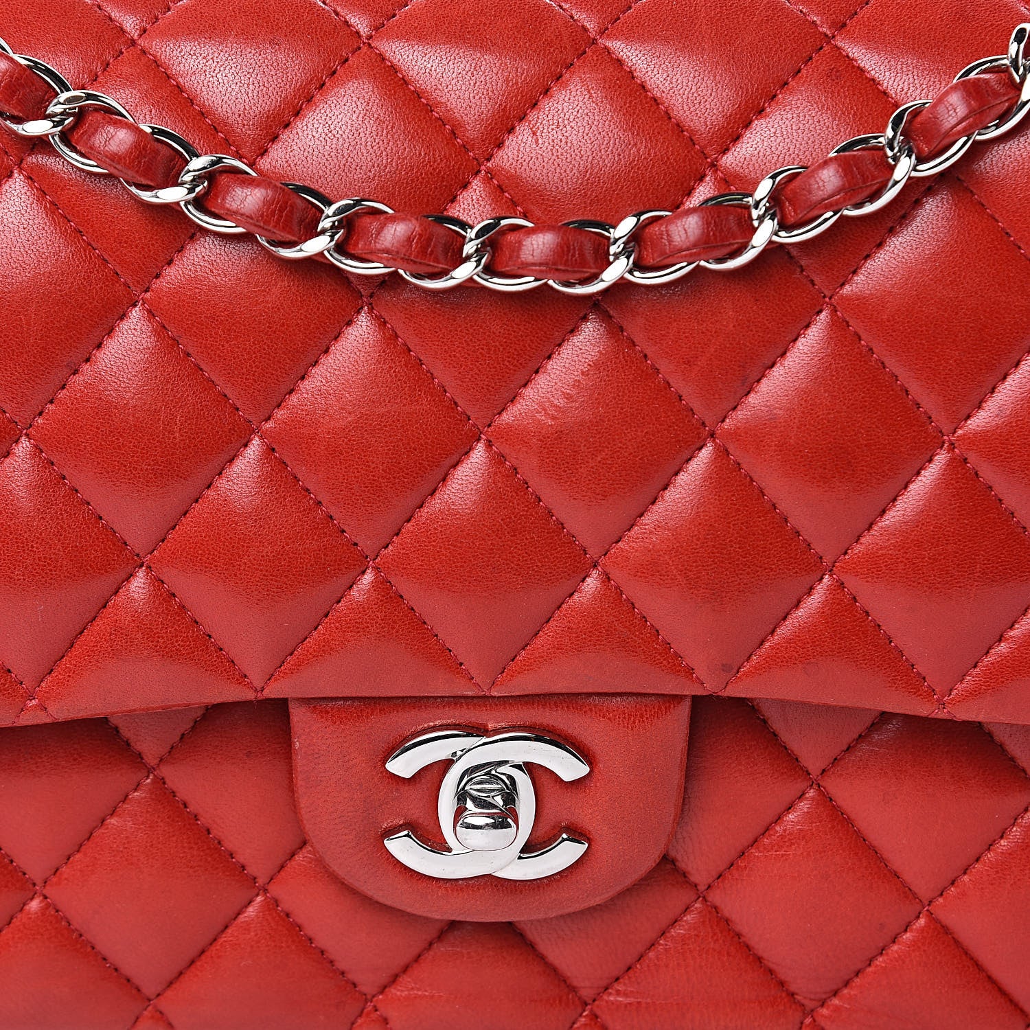 Chanel Lambskin Quilted Medium Double Flap Red 20 of 20