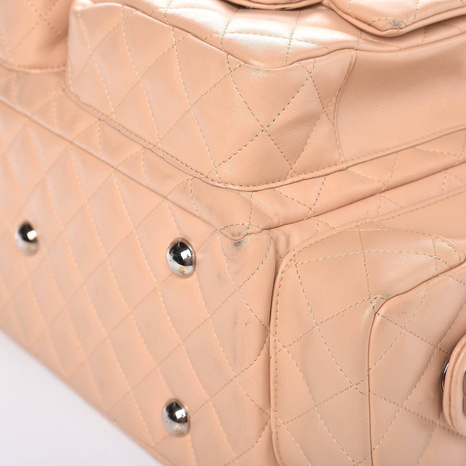 Chanel Calfskin Quilted Large Cambon Multipocket Reporter Beige Black 12 of 15