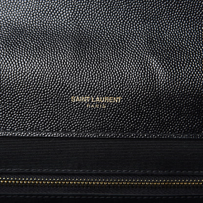 Saint Laurent Grain De Poudre Textured Mixed Matelasse Large Triquilt Monogram Satchel Black 6 of 9