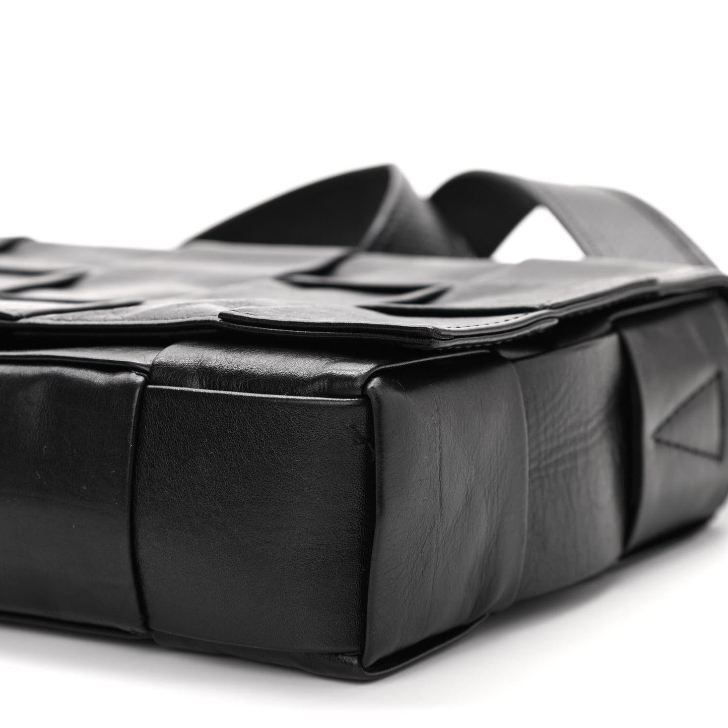 Paper Calfskin Maxi Intreccio Cassette Crossbody Bag Black