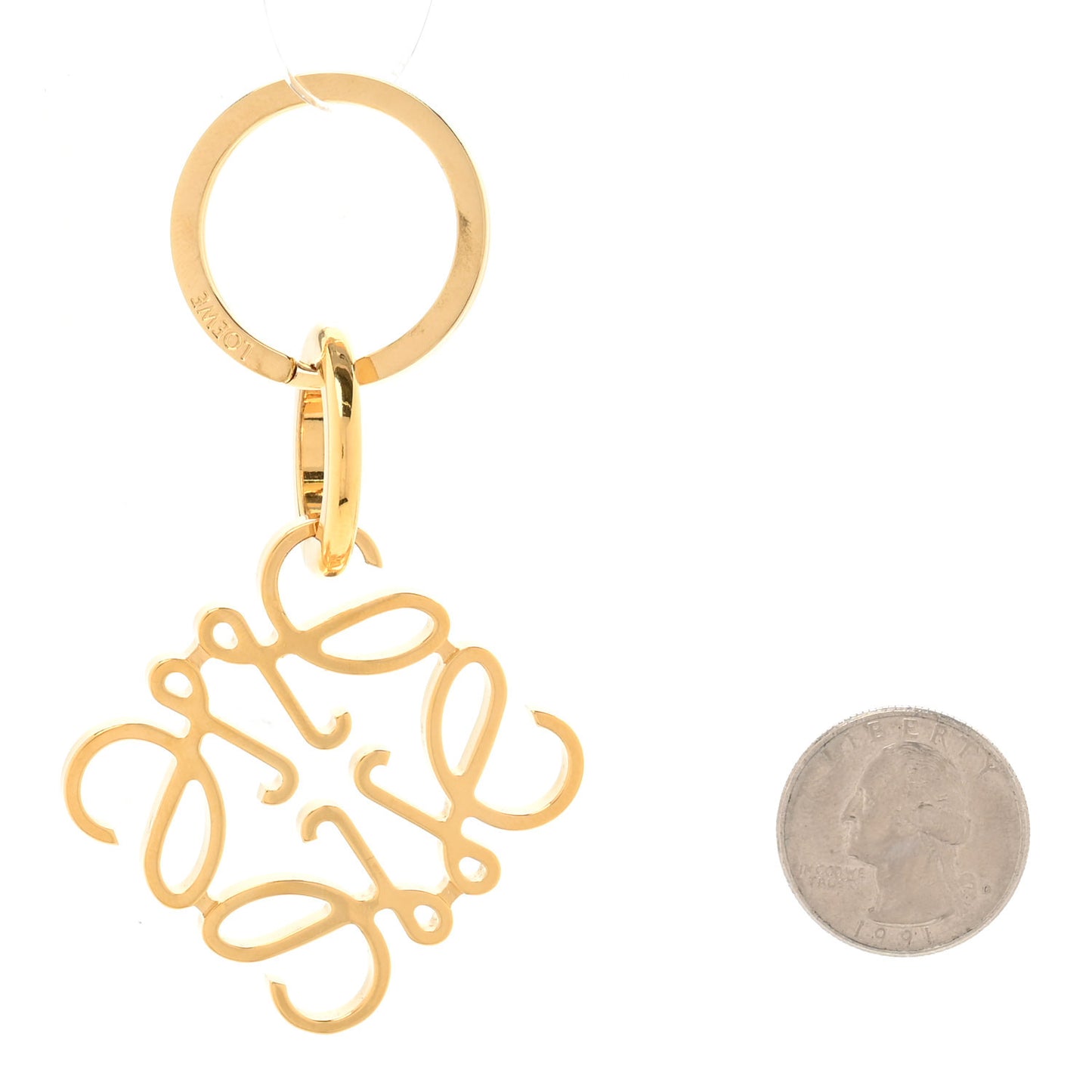 Metal Anagram Bag Charm Key Holder Gold