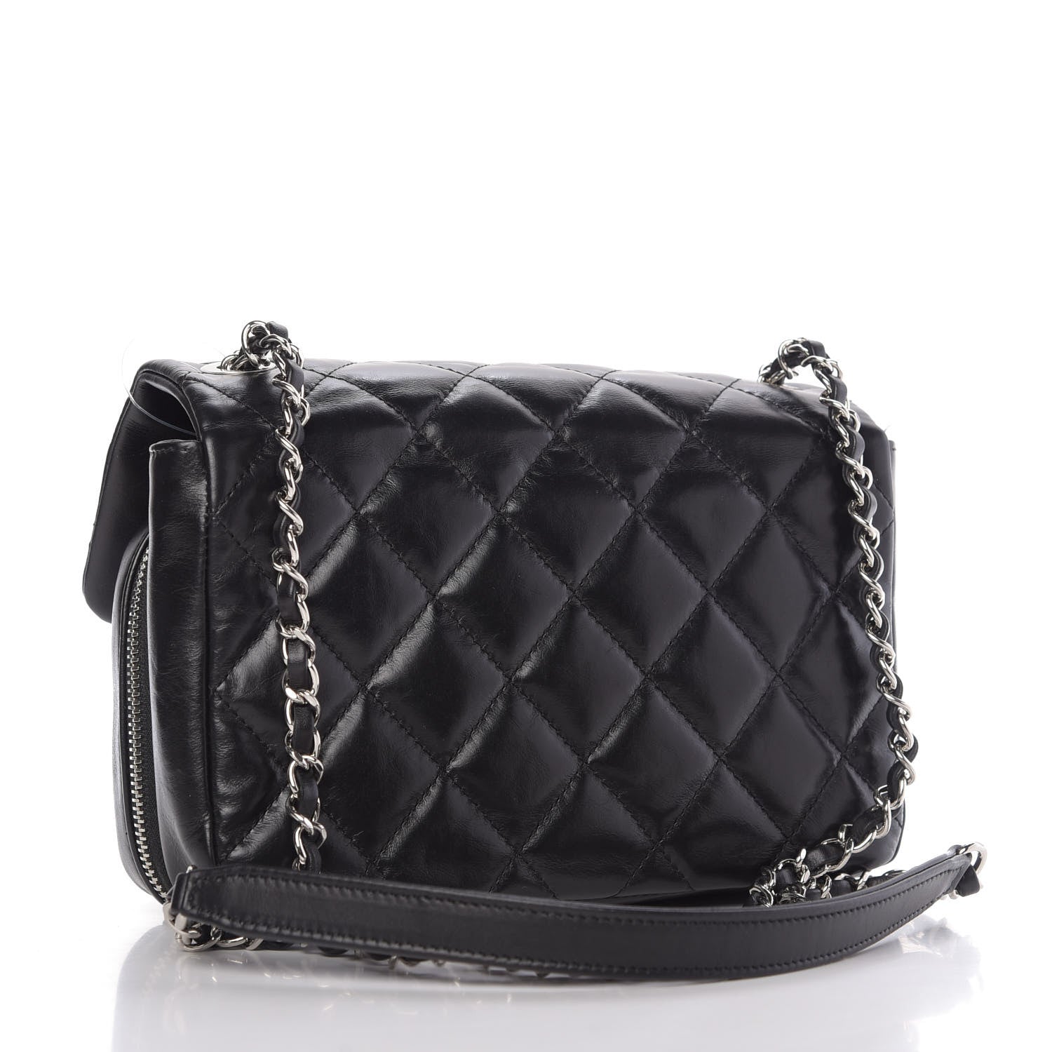 Chanel Aged Calfskin Quilted Express Zip Around Flap Black 3 of 10