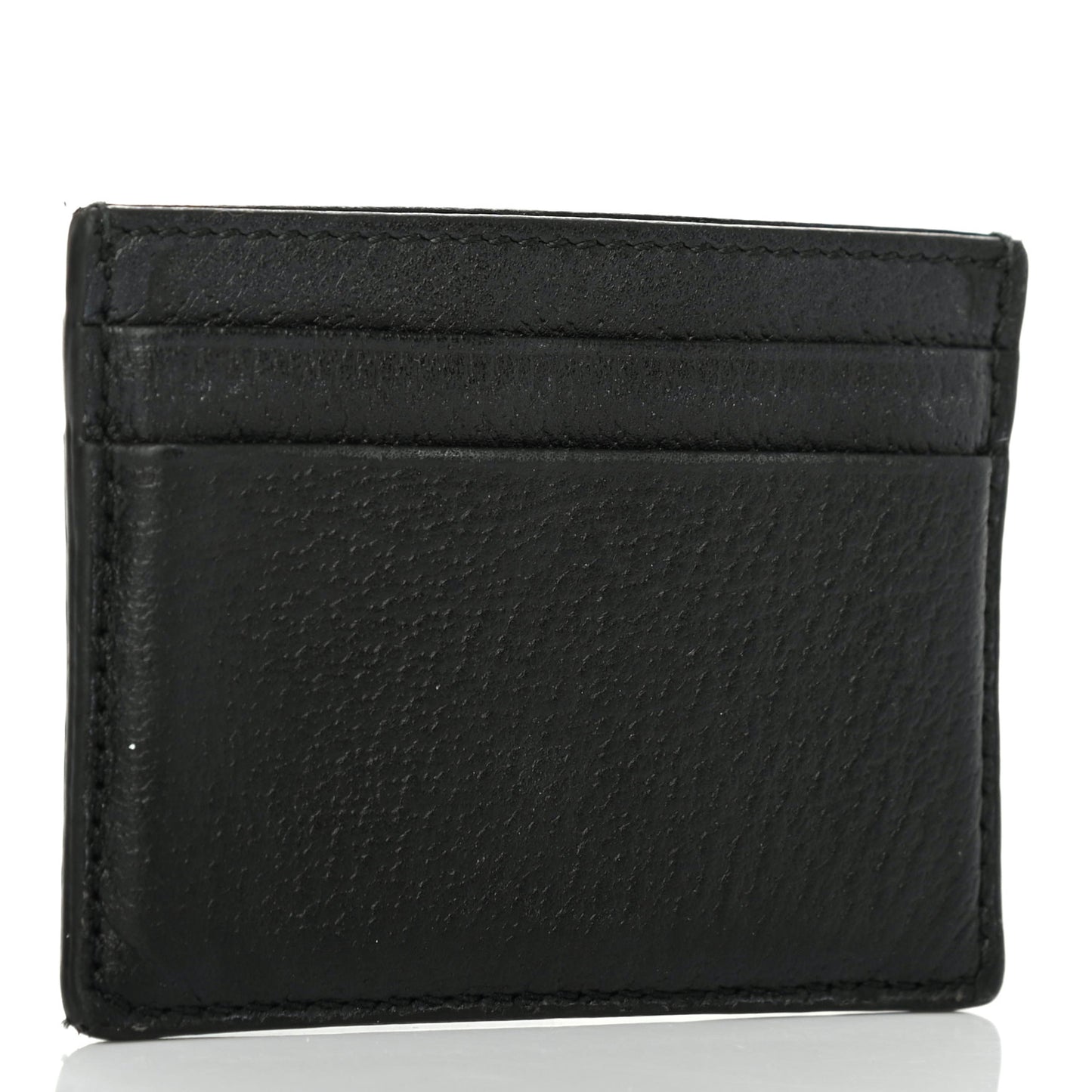 Pebbled Calfskin Animalier Card Holder Black