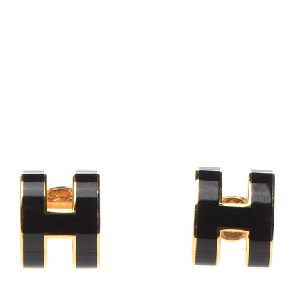 Hermes Gold Lacquered Pop H Earrings Black 1 of 6