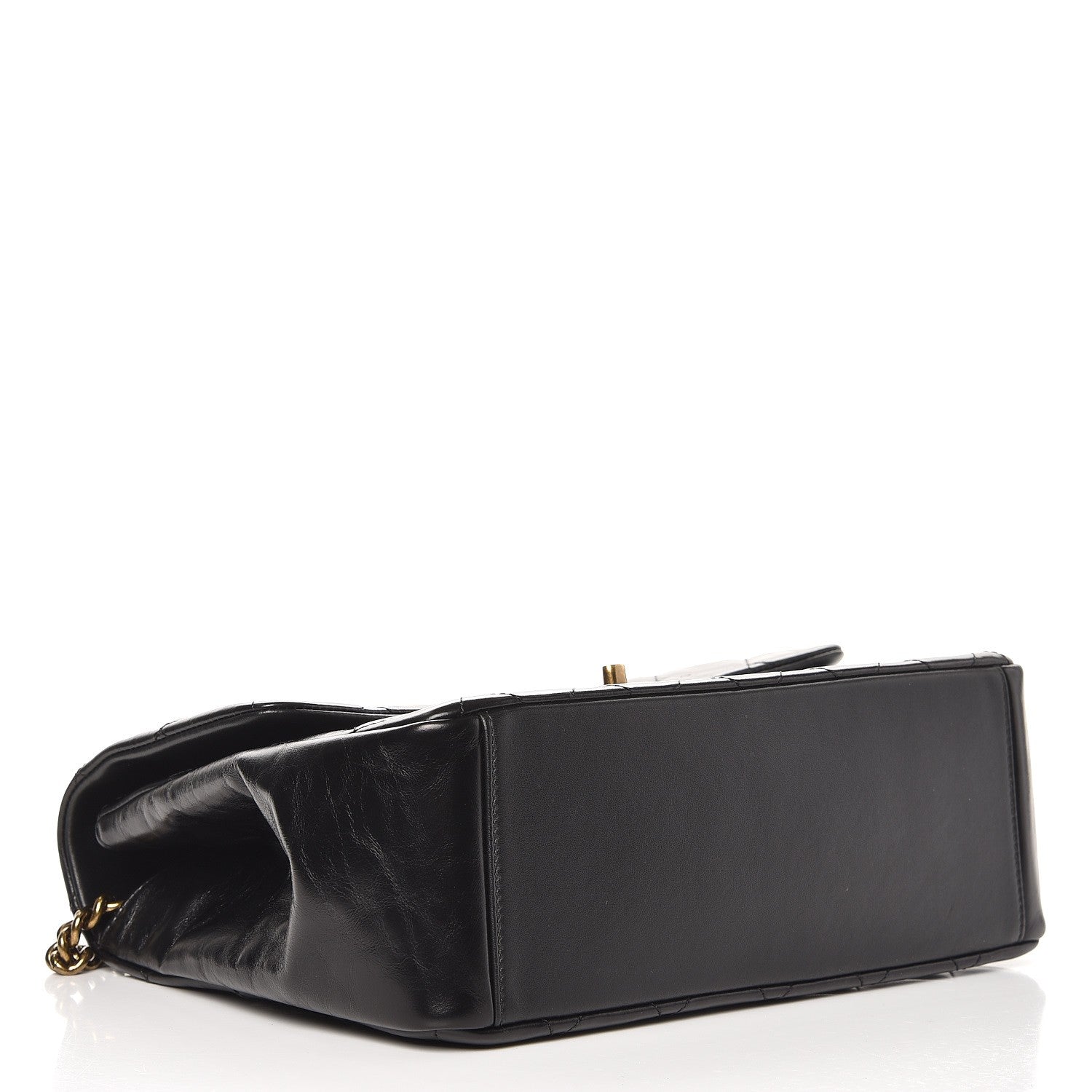 Chanel Calfskin Quilted Large Gold Bar Top Handle Flap Black 4 of 8