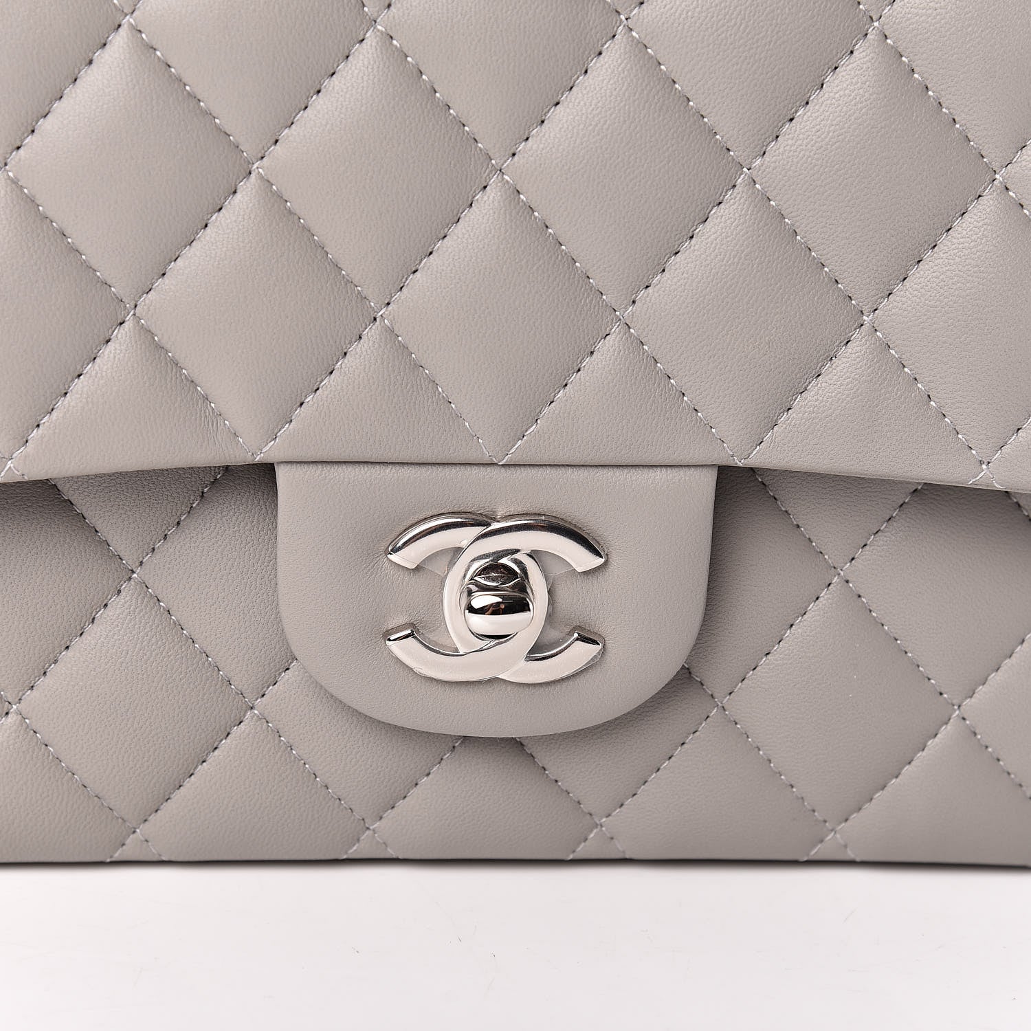 Chanel Lambskin Quilted Medium Double Flap Grey 10 of 11