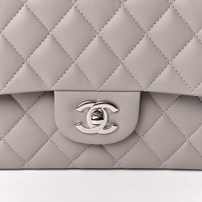 Chanel Lambskin Quilted Medium Double Flap Grey 10 of 11
