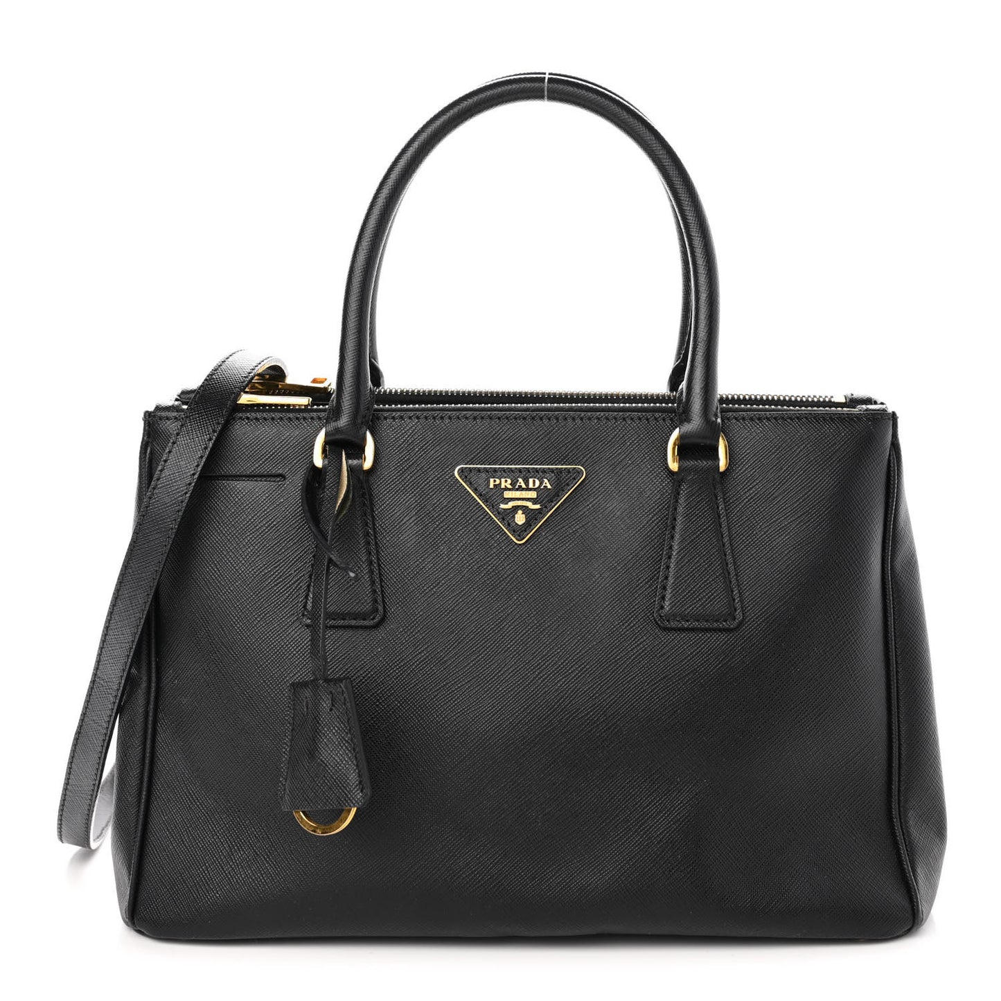 Saffiano Small Galleria Double Zip Tote Black