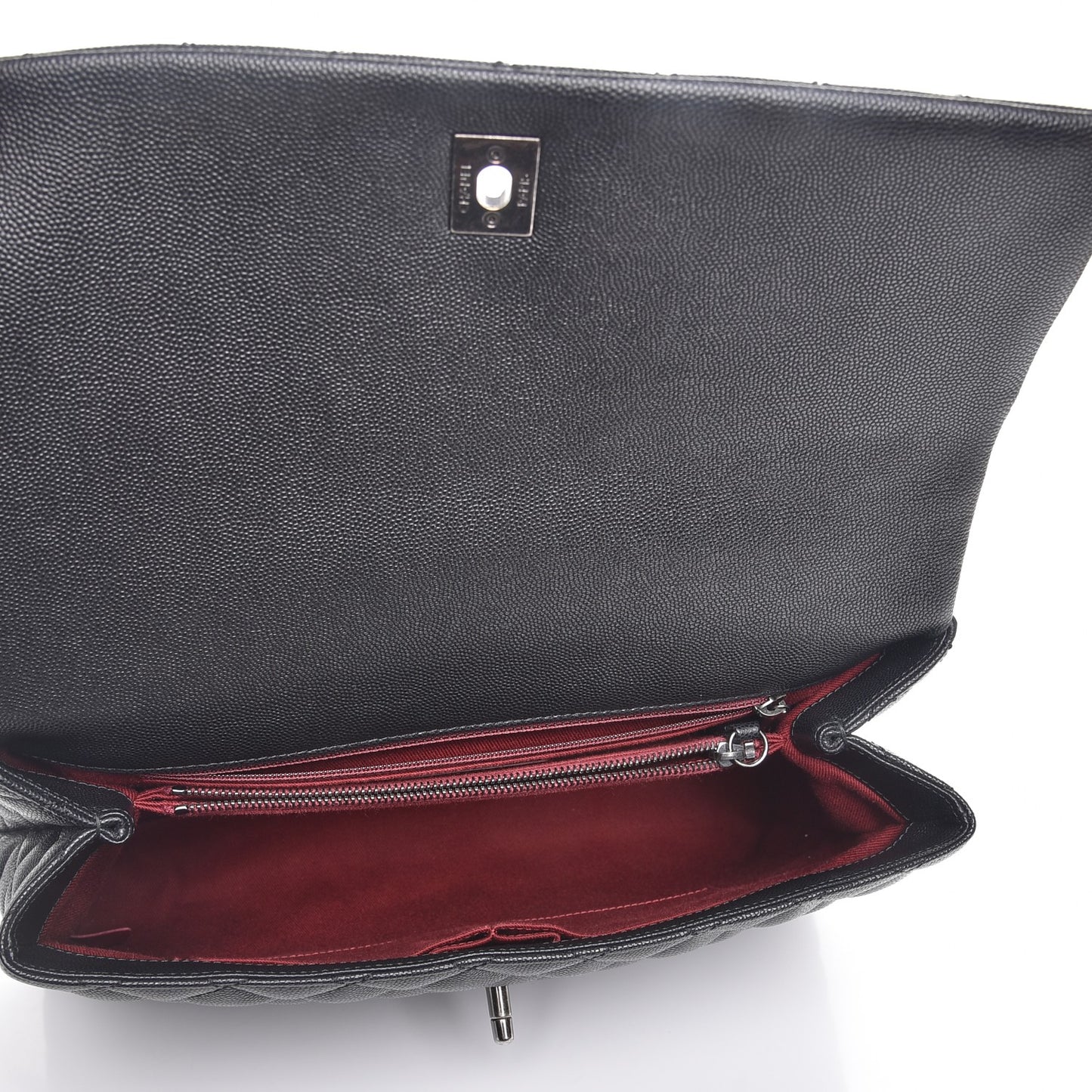 Caviar Quilted Large Coco Handle Flap Black