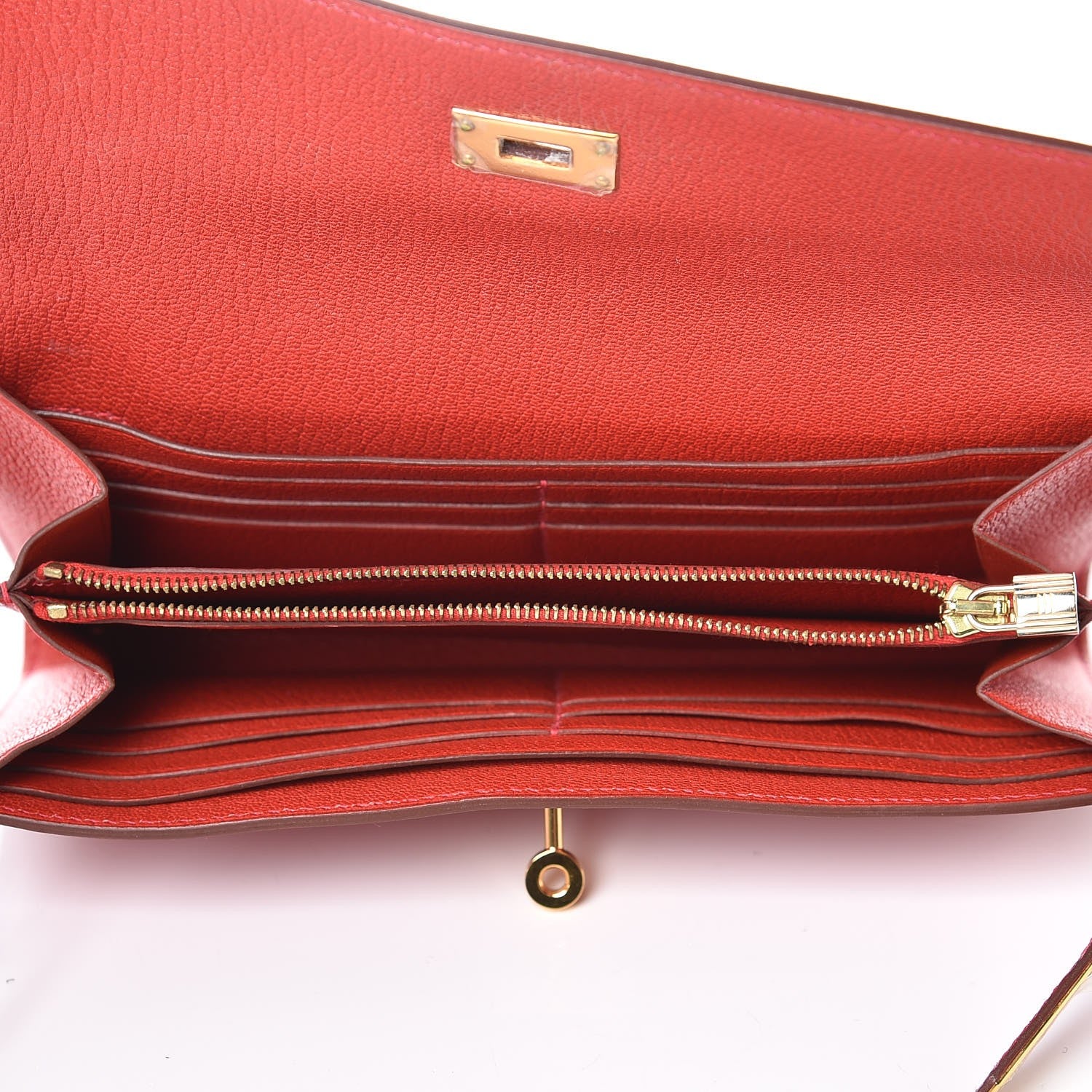 Hermes Chevre Mysore Kelly Longue Wallet Rouge Vif 5 of 8