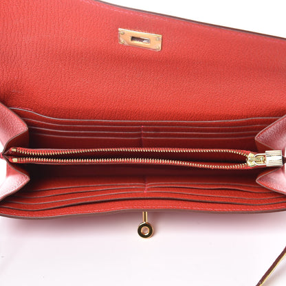 Hermes Chevre Mysore Kelly Longue Wallet Rouge Vif 5 of 8