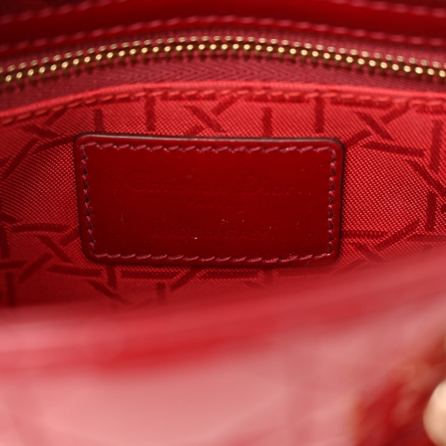 Patent Cannage Mini Lady Dior Red