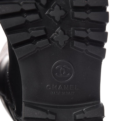 Chanel Calfskin Motorcycle Zipper Boots 38 Black Burgundy 8 of 12