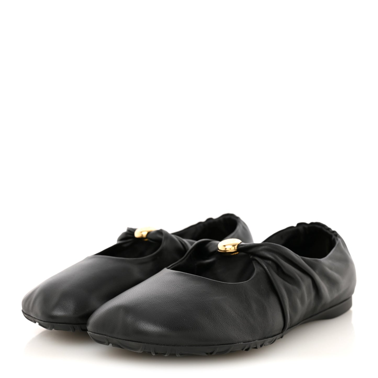Lambskin Pebble Ballerina Flats 36 Black