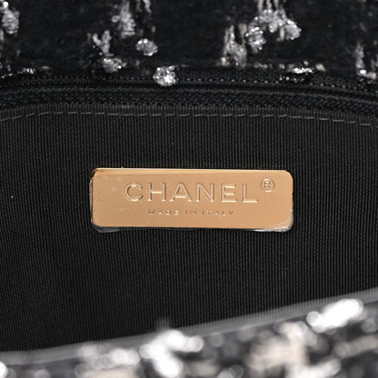 Chanel Tweed Quilted Large Chanel 19 Flap Black Silver Ecru 6 of 11
