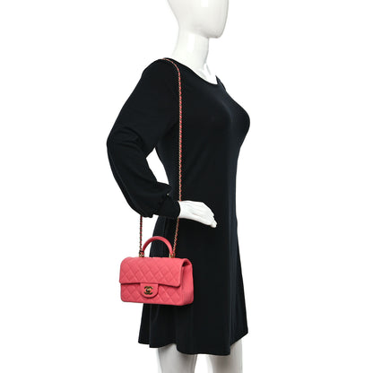 Chanel Caviar Quilted Mini Top Handle Rectangular Flap Pink 2 of 9