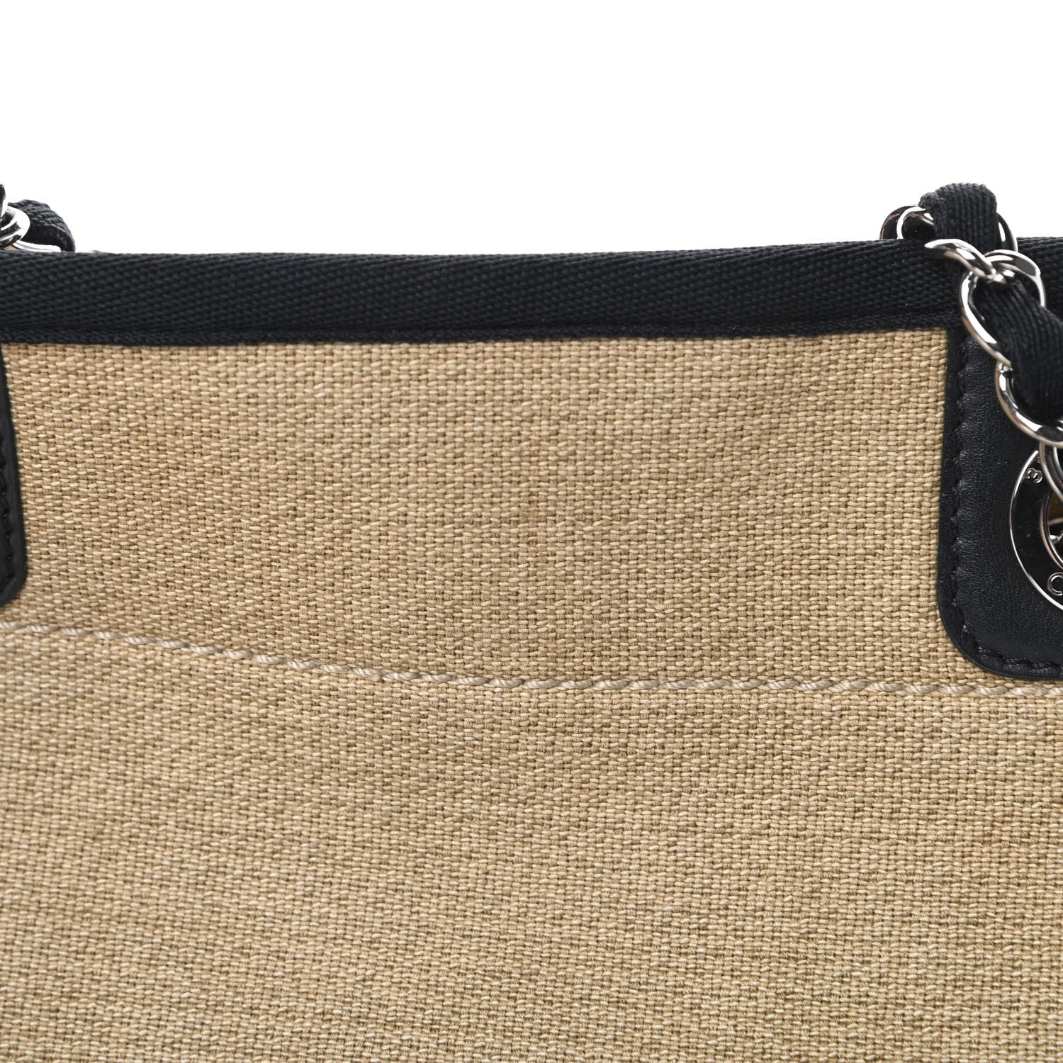 Chanel Canvas Small Deauville Tote Beige Black 11 of 15