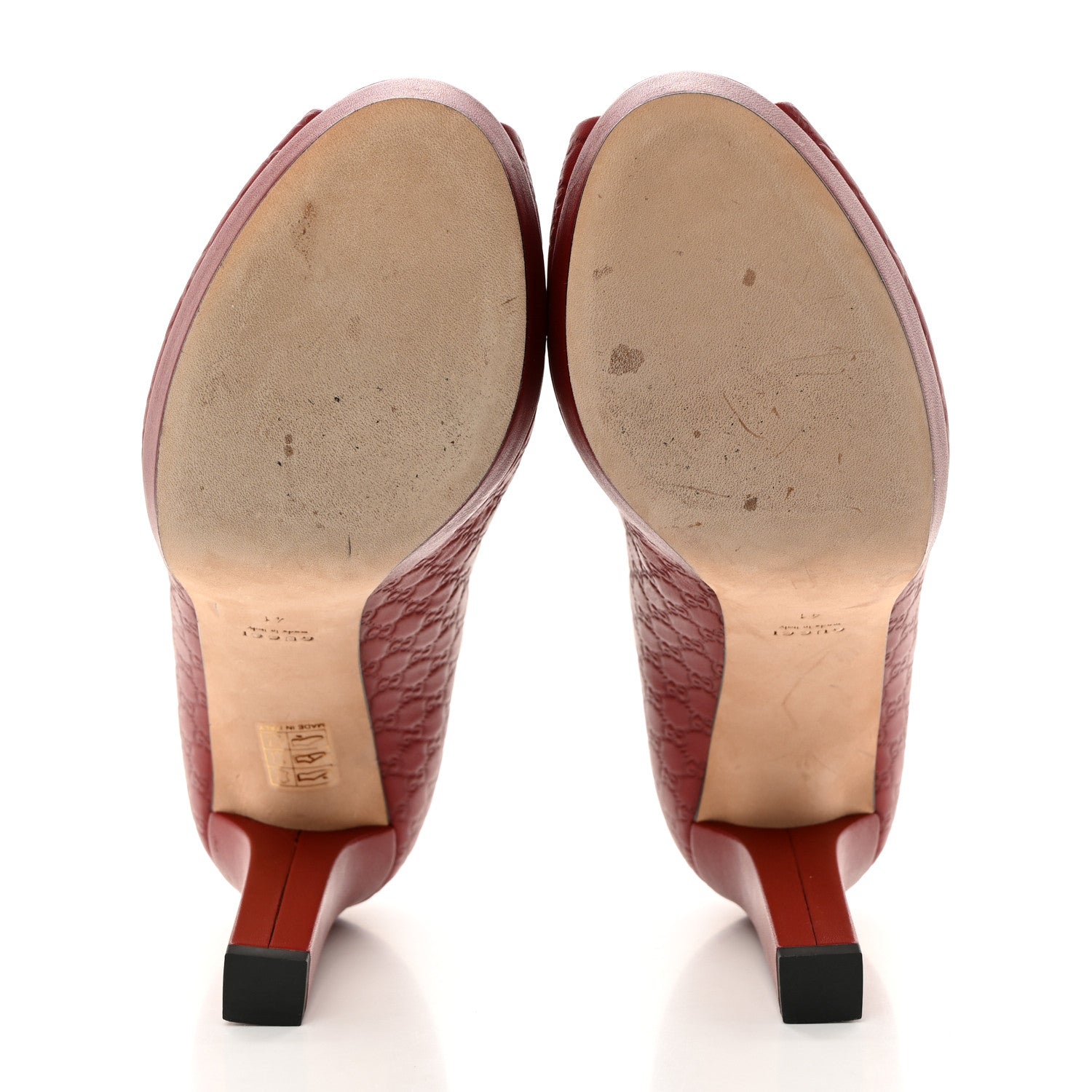Gucci Soft Guccissima GG Peep Toe Heels 41 Red 5 of 8