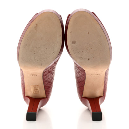 Gucci Soft Guccissima GG Peep Toe Heels 41 Red 5 of 8