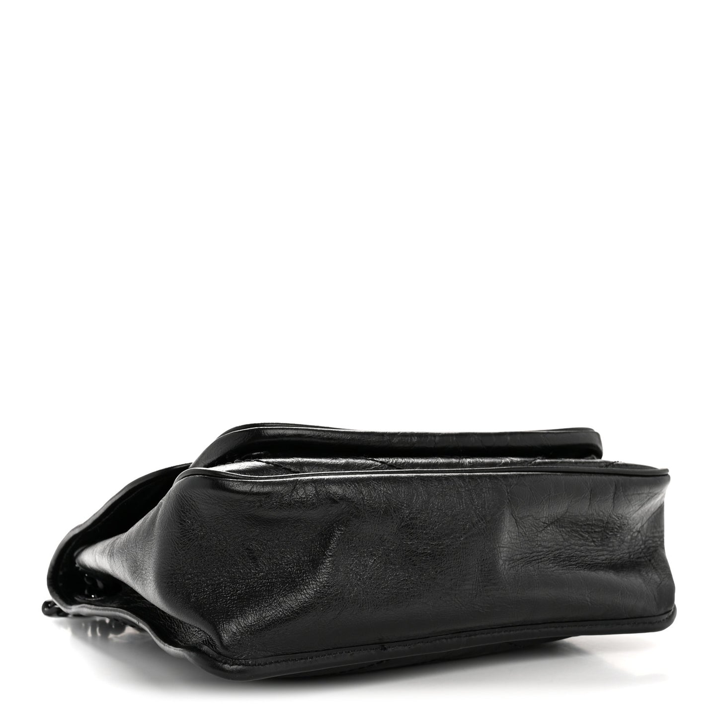 Crinkled Calfskin Matelasse Monogram Medium Niki Chain Satchel Black