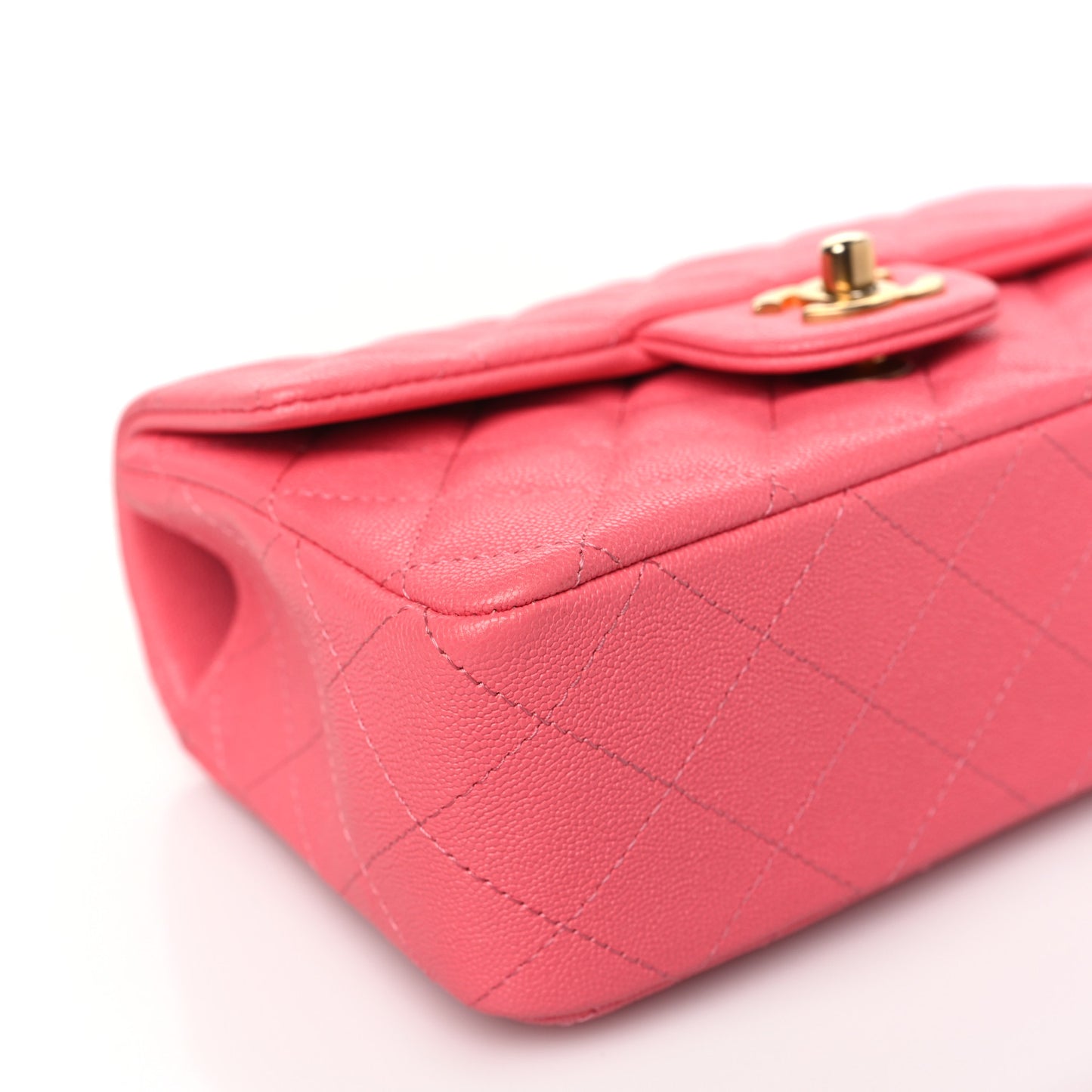Caviar Quilted Mini Top Handle Rectangular Flap Pink