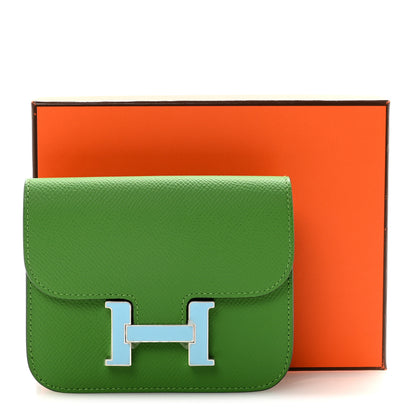Hermes Epsom Enamel Constance Slim Wallet Vert Yucca Celeste 8 of 8